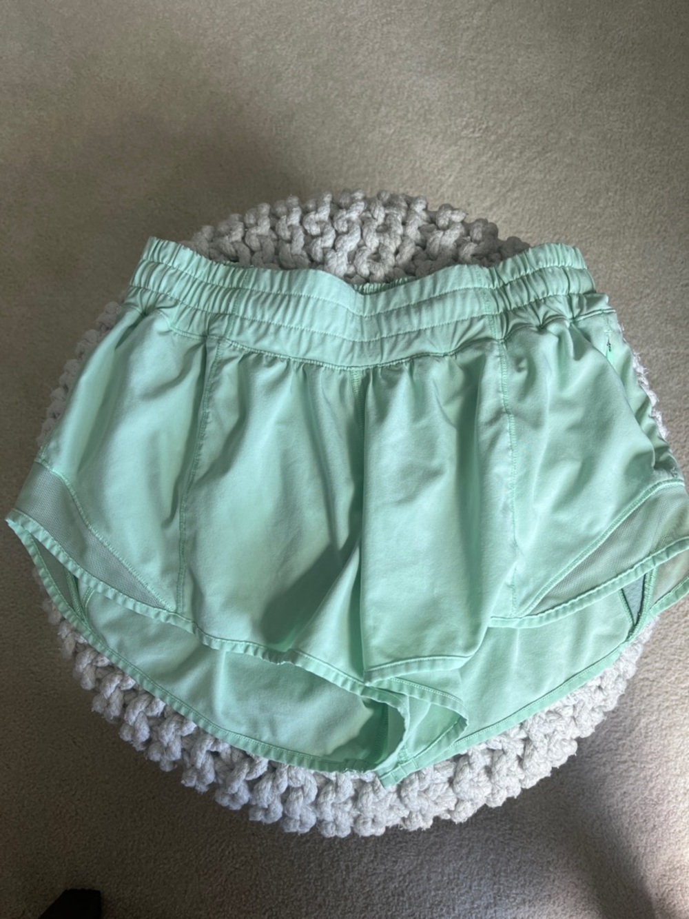 Lululemon Women's Mint Green Athletic Running Shorts with Elastic Waist